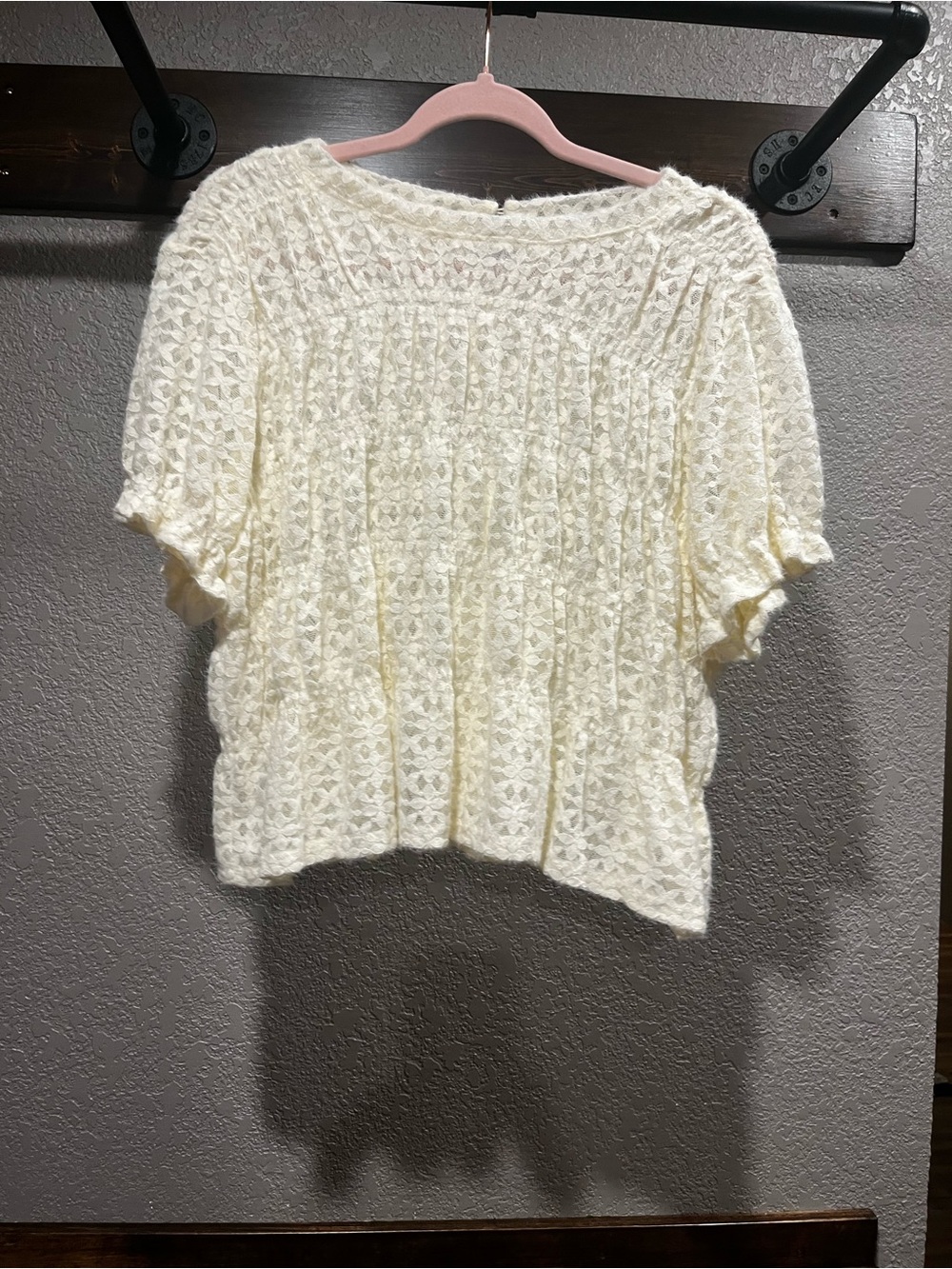 Cream Lace Short-Sleeve Women's Top - Lightweight Crochet Style by White Birch